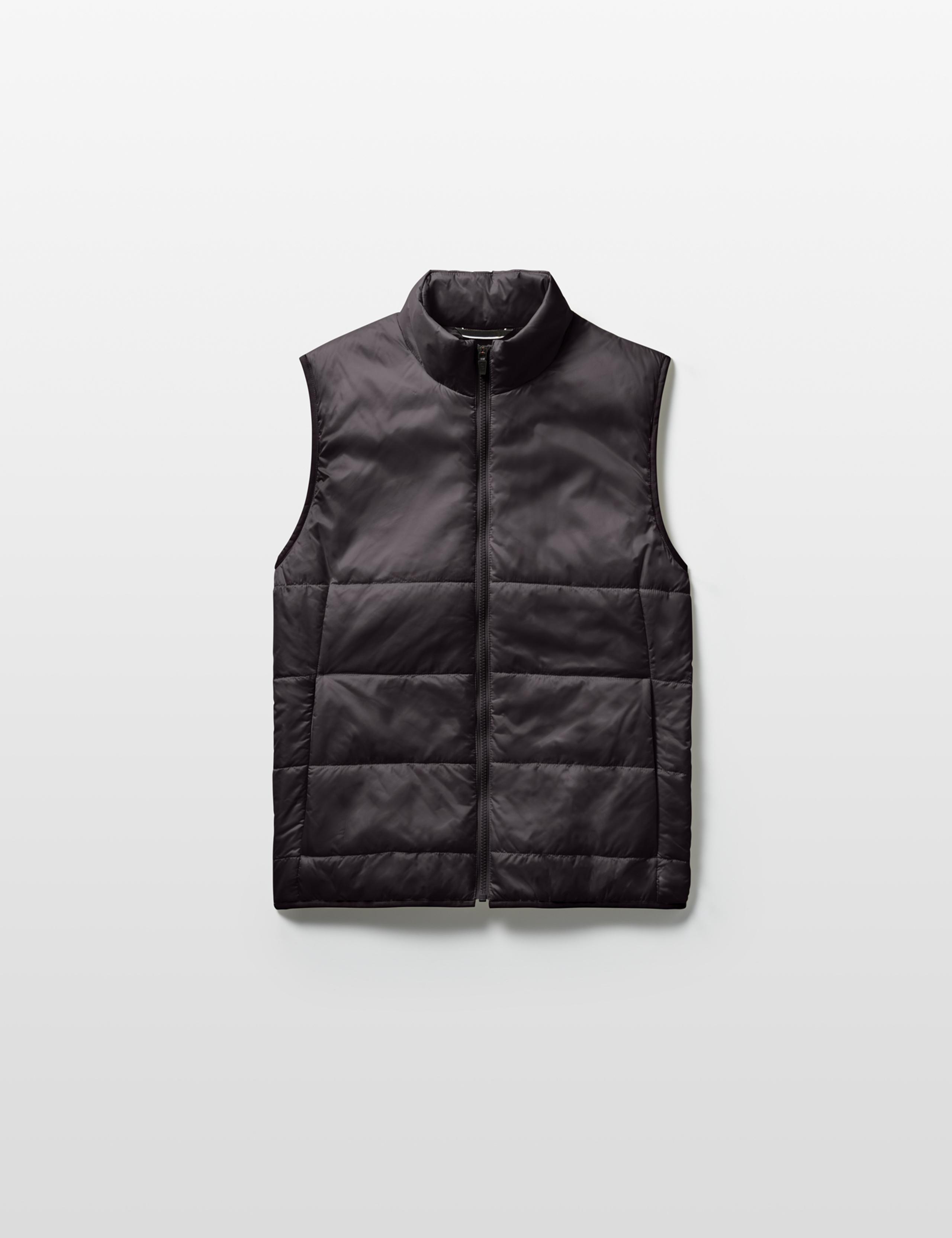 Studio laydown of Eco Insulated Vest in Onyx Black